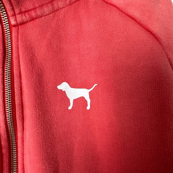 VICTORIA'S SECRET PINK PERFECT FLEECE FUNNEL NECK HOODIE LARGE VINTAGE WASH - Picture 4 of 9